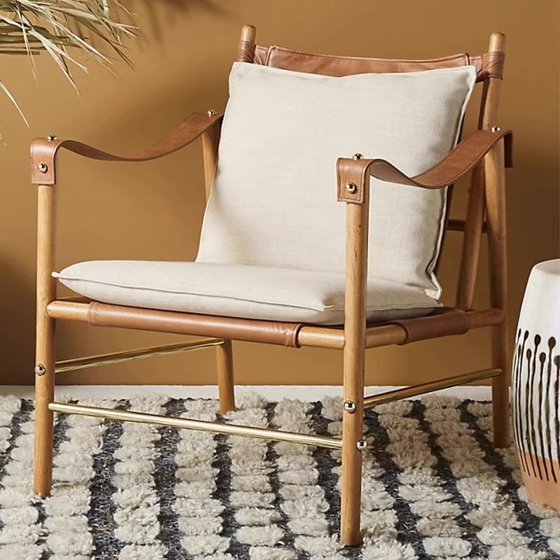 Solid wood frame living room leisure chair F087