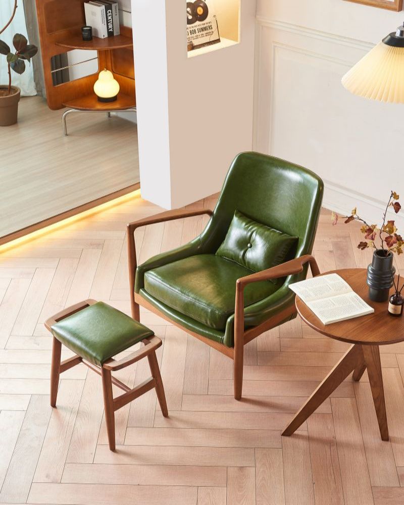 Solid wood and leather armchair F133