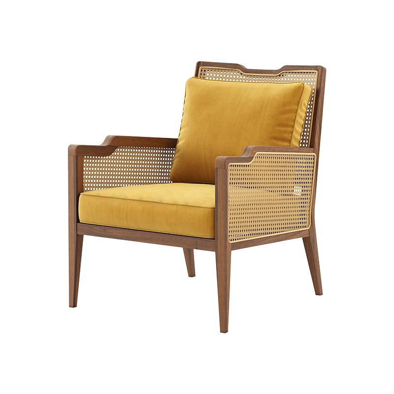 Solid wood rattan living room leisure chair F143