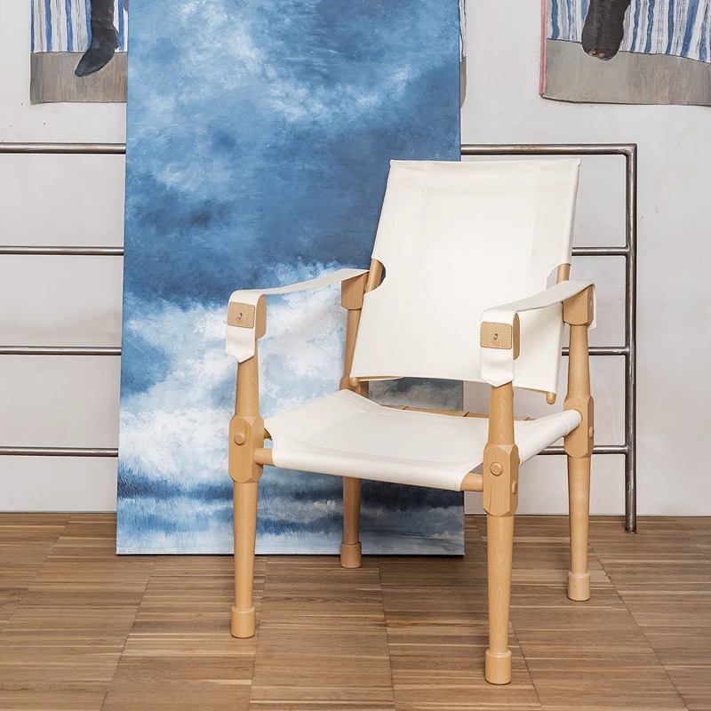 Natural log leather leisure chair F144