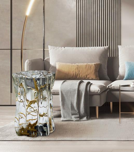 Transparent crystal side table and tea stool A061