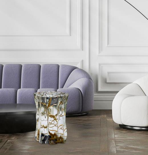Transparent crystal side table and tea stool A061