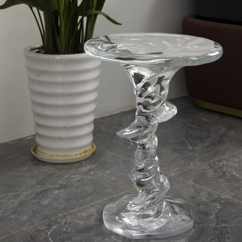 Art transparent round coffee table A074