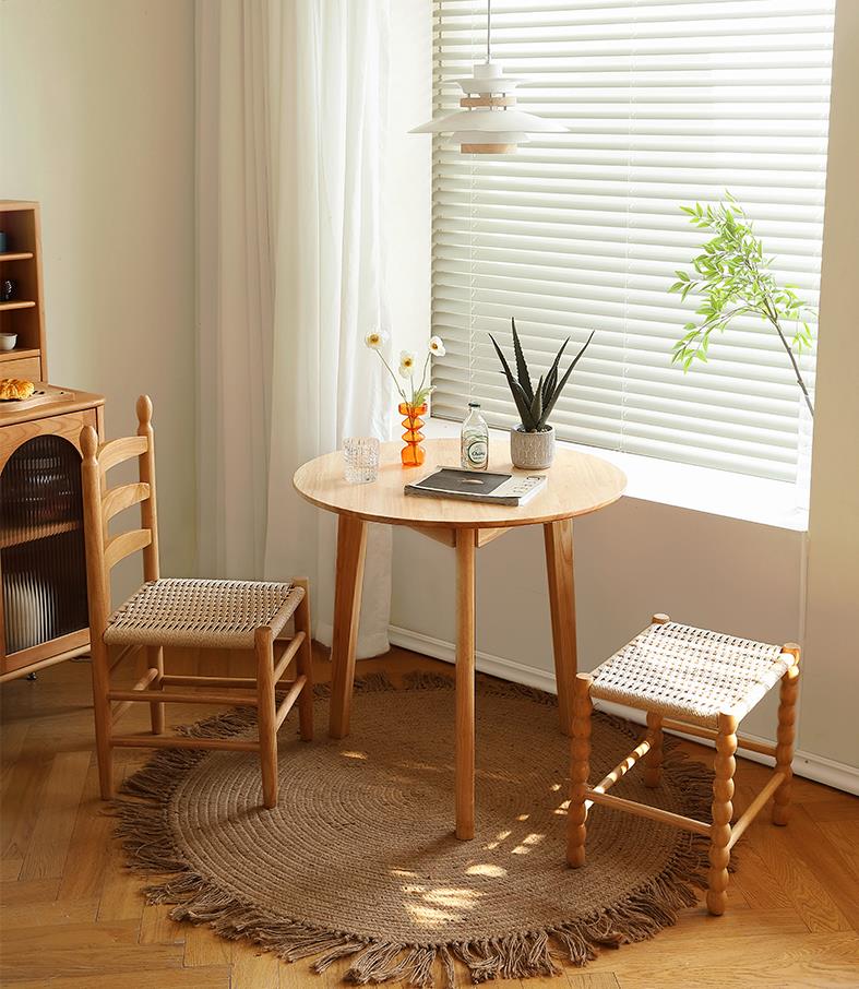 Solid wood rattan stool F180