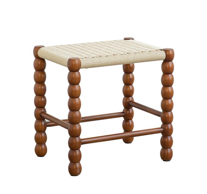 Solid wood rattan stool F180