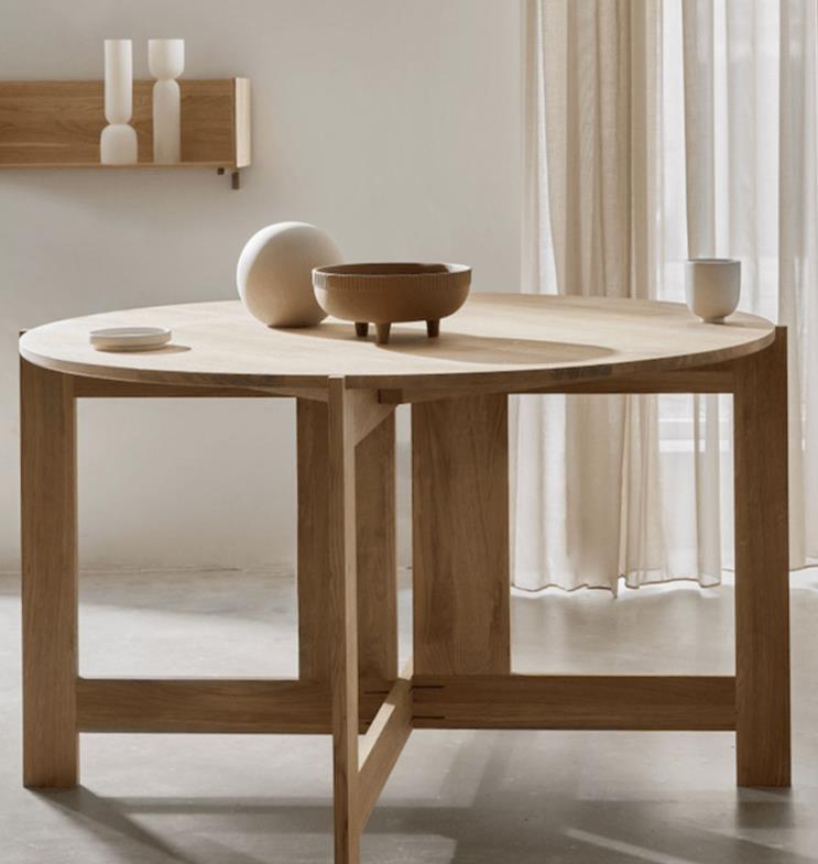 Natural log round dining table F189