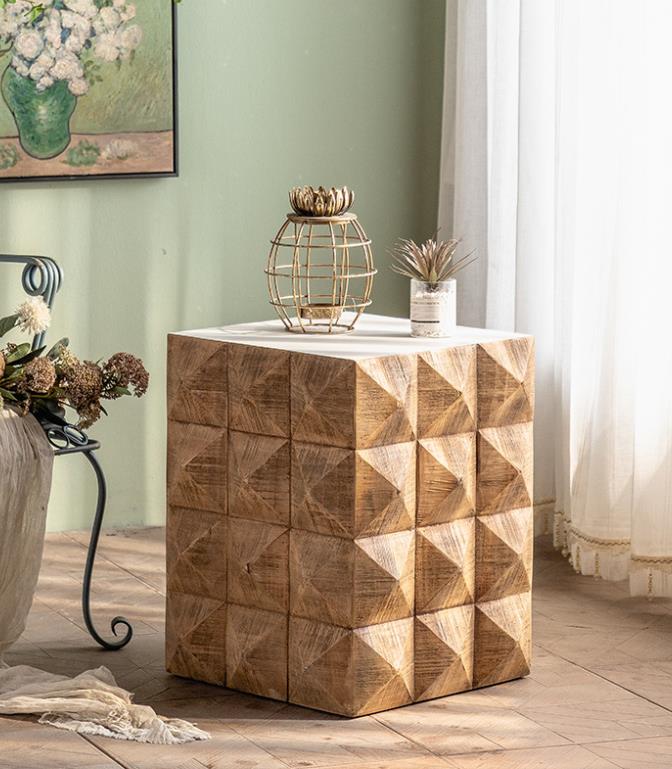 Solid wood living room sofa side table F229