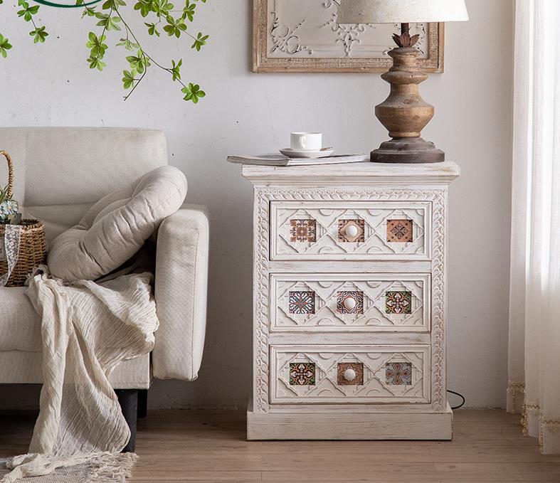 Mediterranean style painted side cabinet F230
