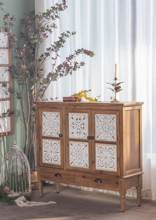 Natural log multi-drawer cabinet F235