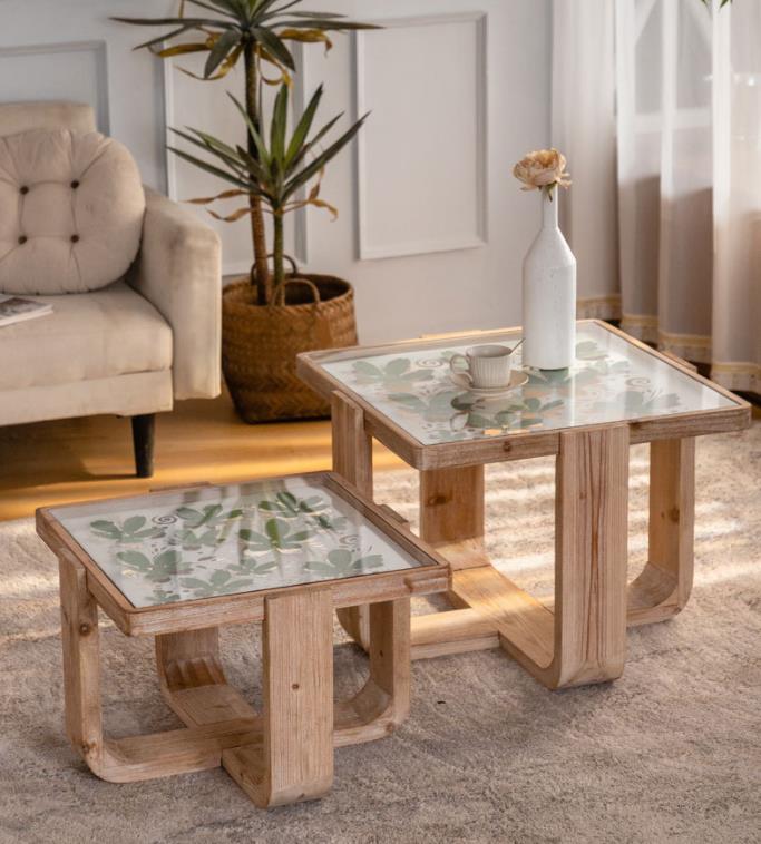 Natural log style small coffee table F237