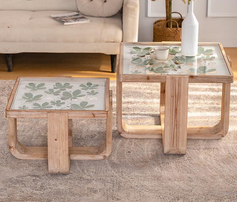 Natural log style small coffee table F237
