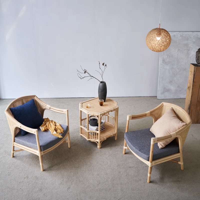 Log rattan sofa and chair combination F240