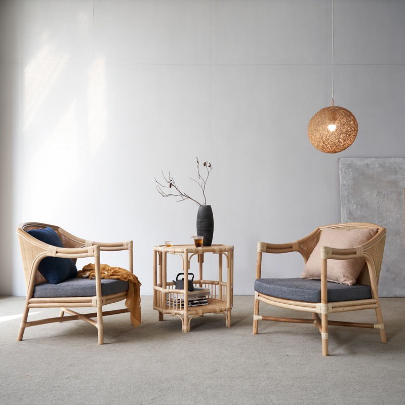 Log rattan sofa and chair combination F240