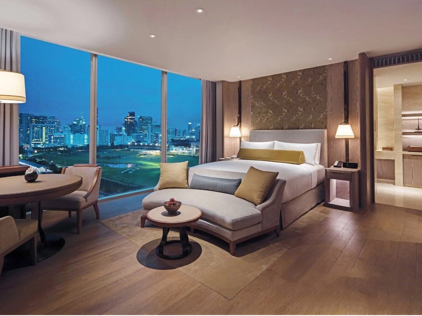 Modern minimalist model room hotel high-end bed...