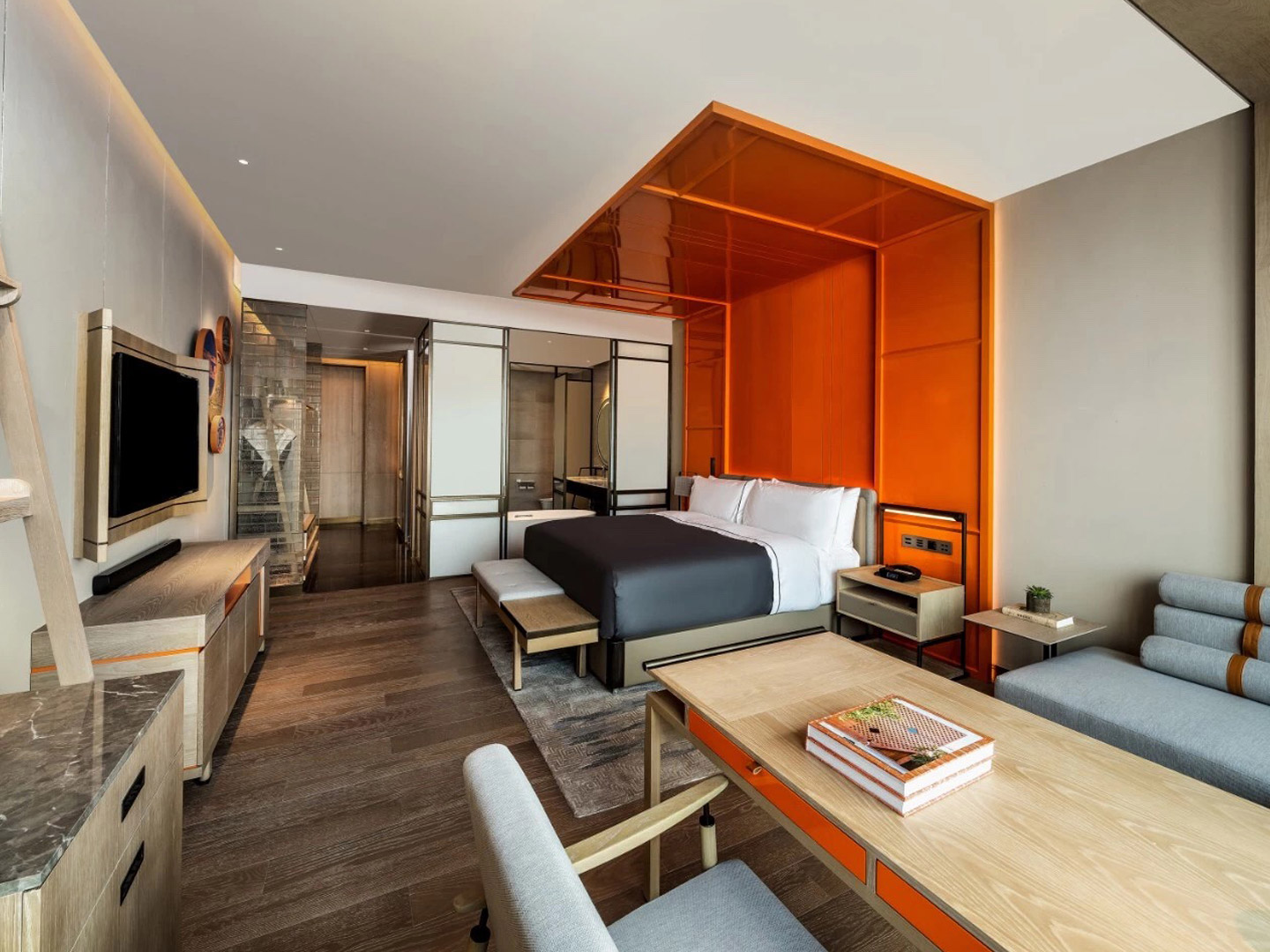 Furniture factory customizes standard room full set of hotel villa club furniture J-066