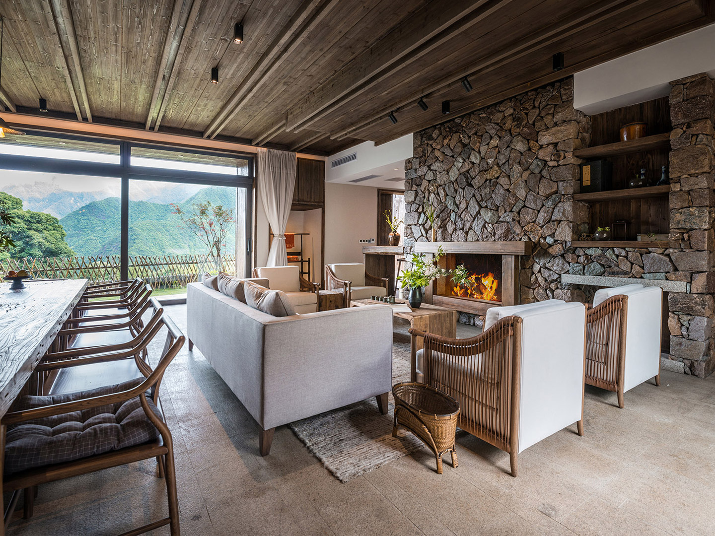 Luxury villa hotel customized new Chinese style solid wood furniture J-050