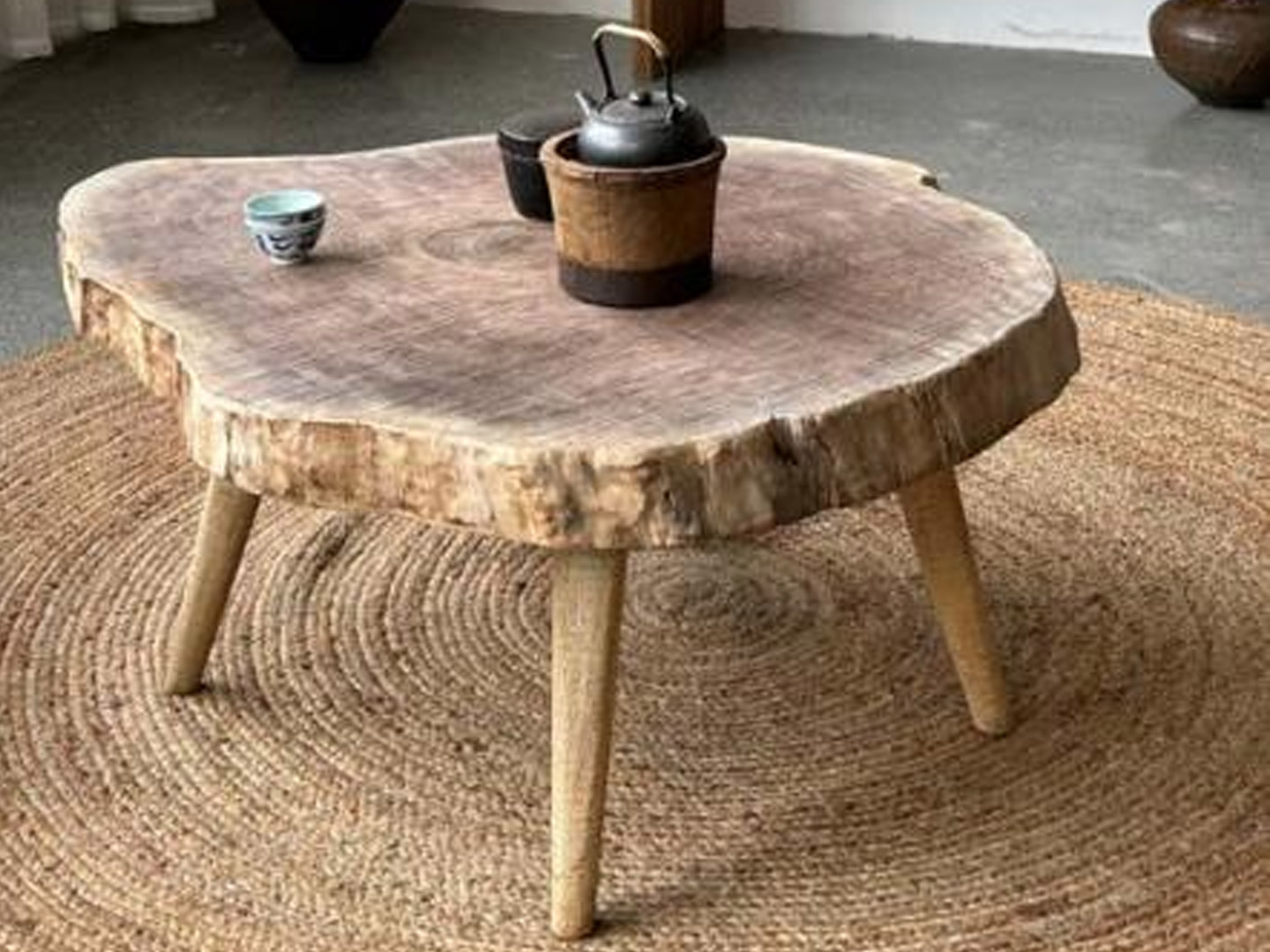 Wabi-sabi style antique living room coffee tabl...