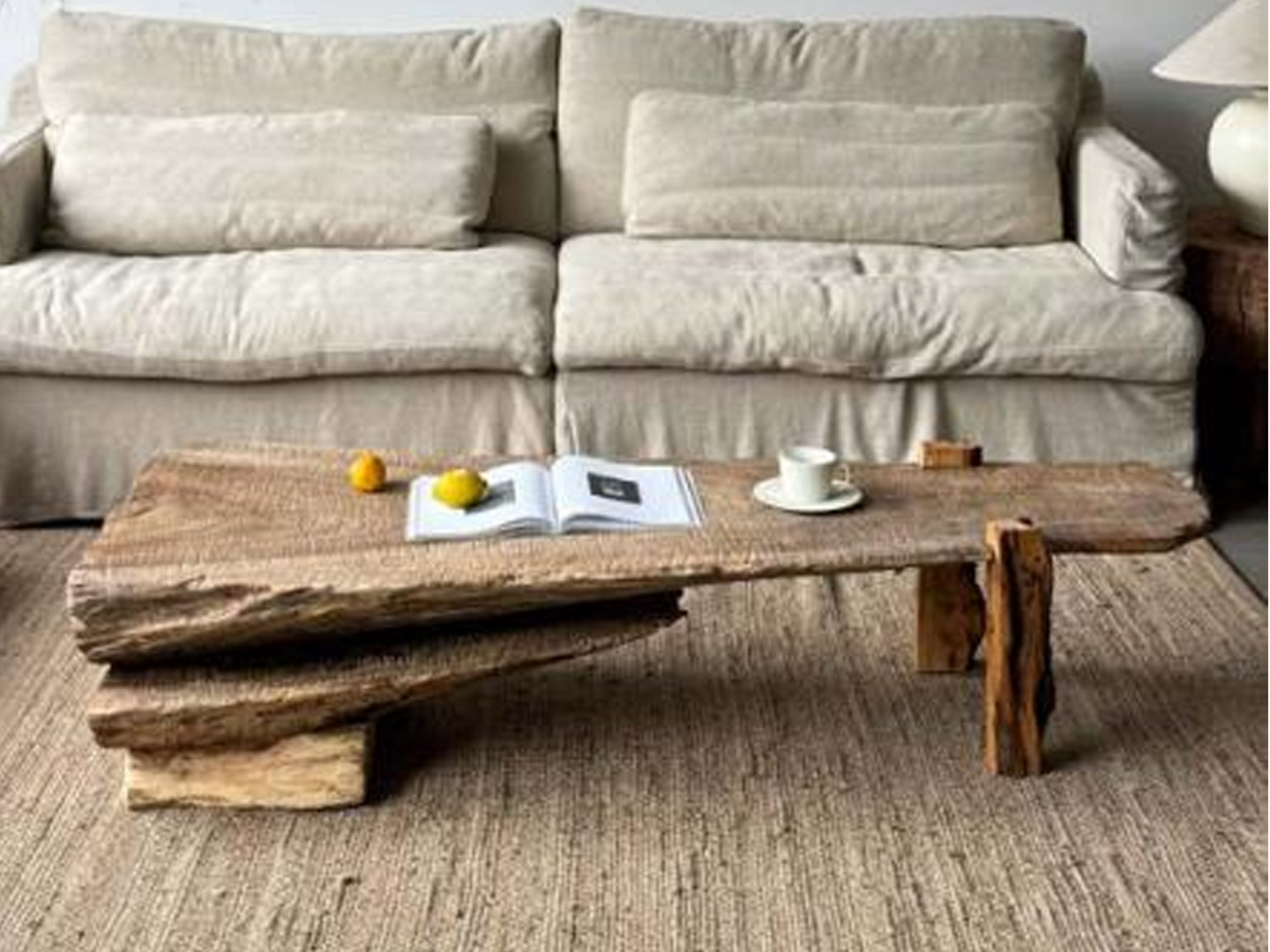 Wabi-sabi style antique living room coffee tabl...