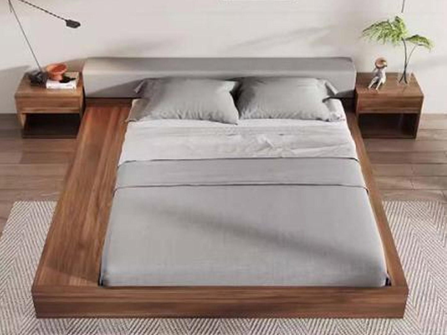 Wabi-sabi style bedroom with double bed in B&B ...