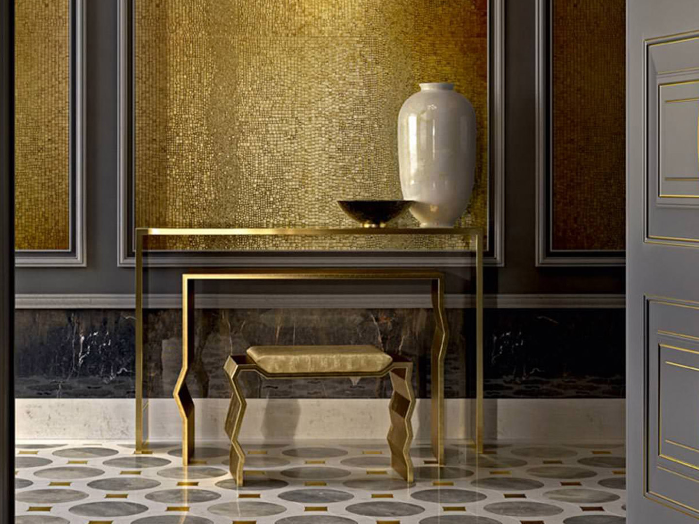 Italian post-modern villa hotel project custom entrance table J-128