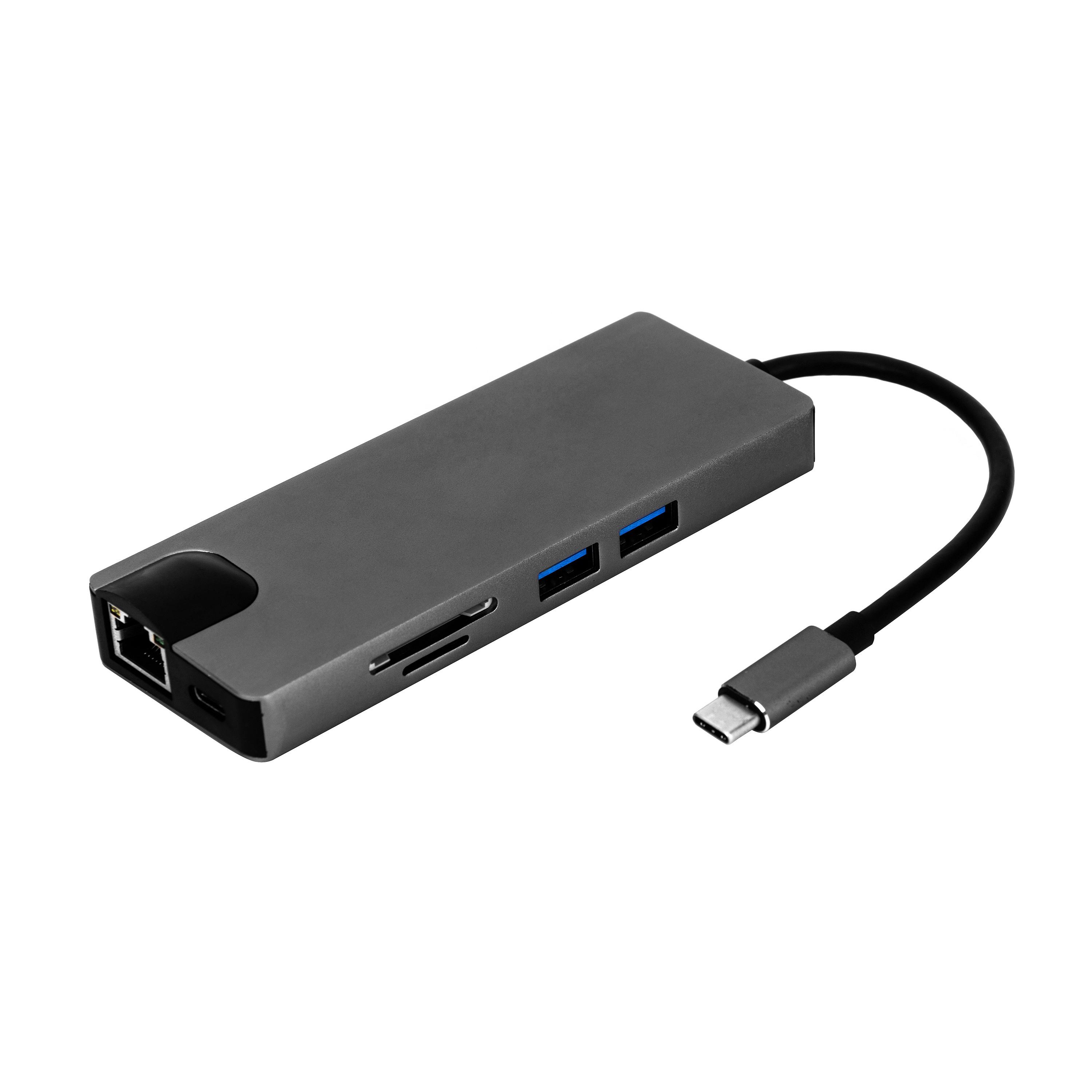 8 In 1 Multiport Adapter With HDMI USB3.0 RJ45 SD/TF