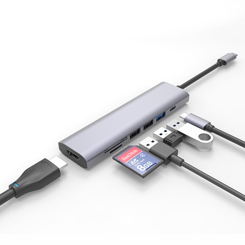 Factory OEM LOGO 7 in 1 Type-C Multi-Port Adapter