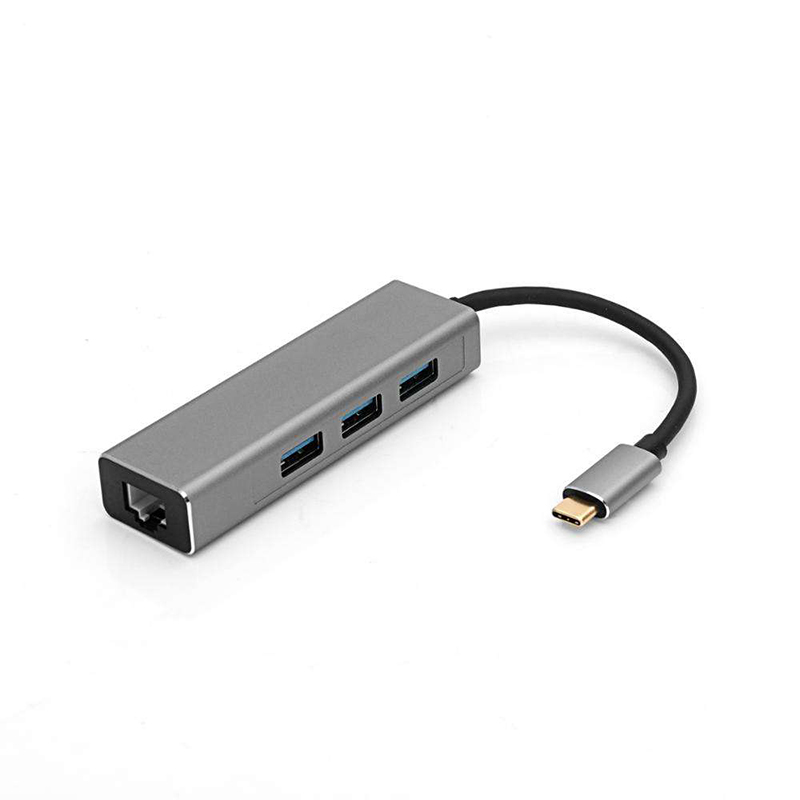 Aluminum USB Type C to Gigabit Ethernet+3 port USB 3.0 Hub