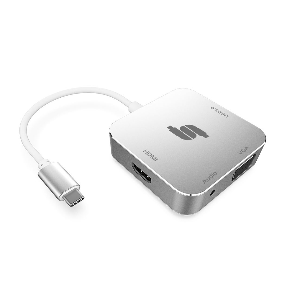 Type C to HDMI VGA USB3.0 3.5MM Audio Hub 4 in 1 Multi-Ports Converter Adapter