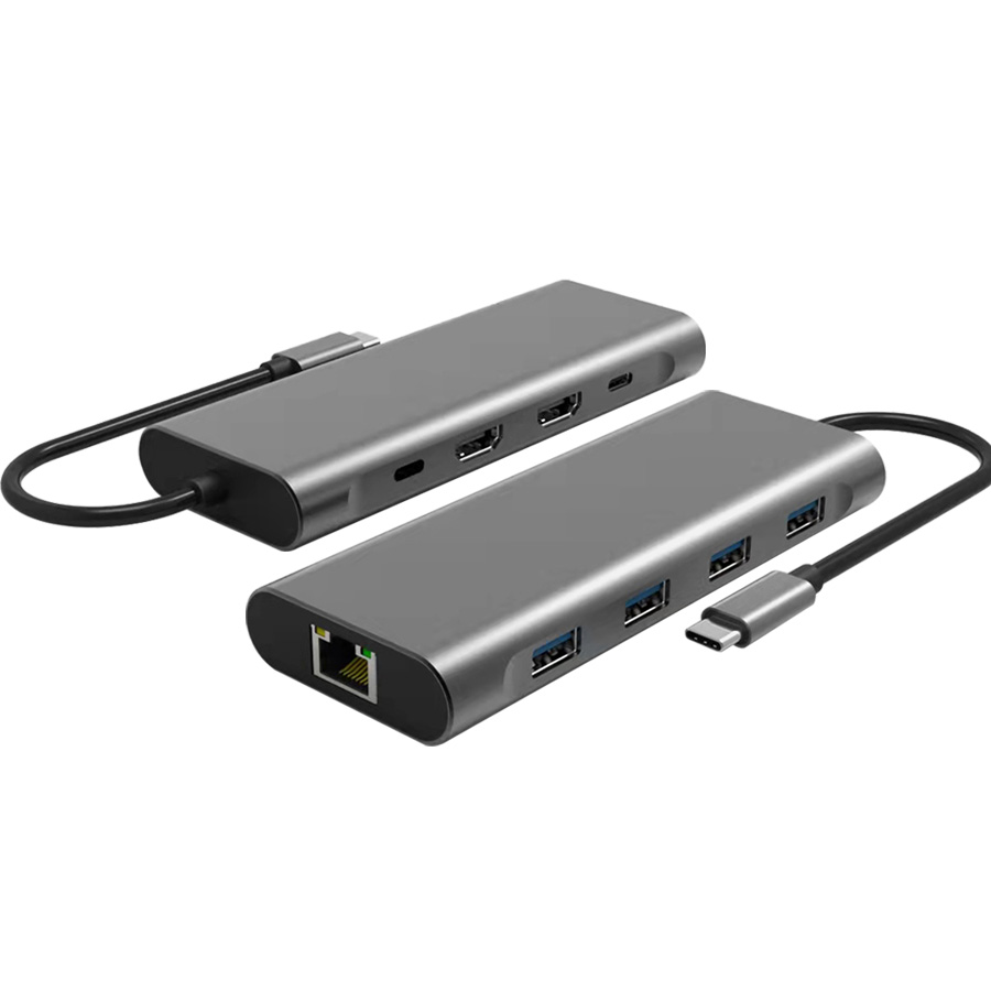 Type C To USB3.0 4K HDMI RJ45 Lan PD Adapter Multi Function 9 In 1 USB Hub