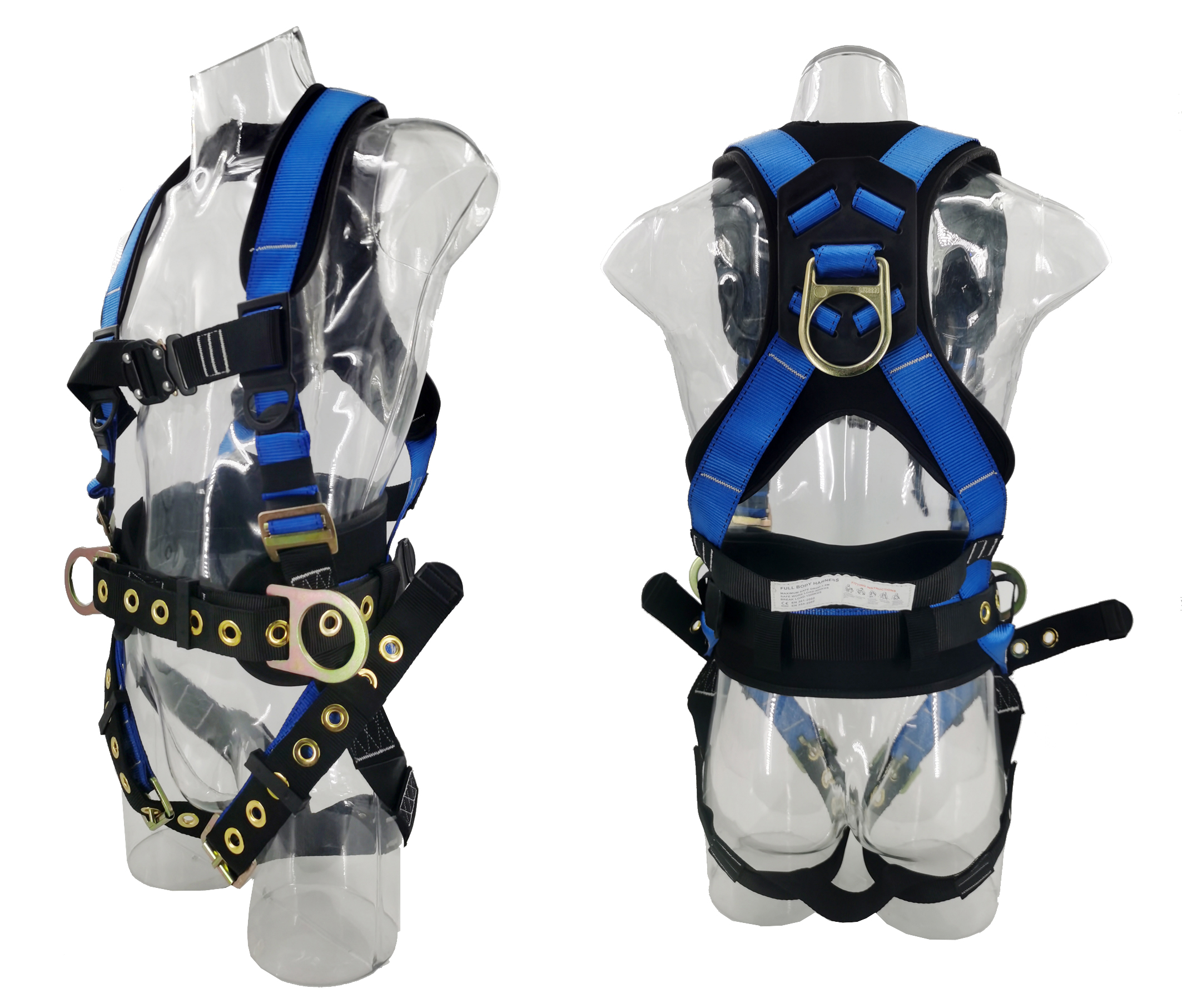 ANSI 5pt Safety Harness Back Padded, Tongue Buckel Legs Straps, Back & Side D...
