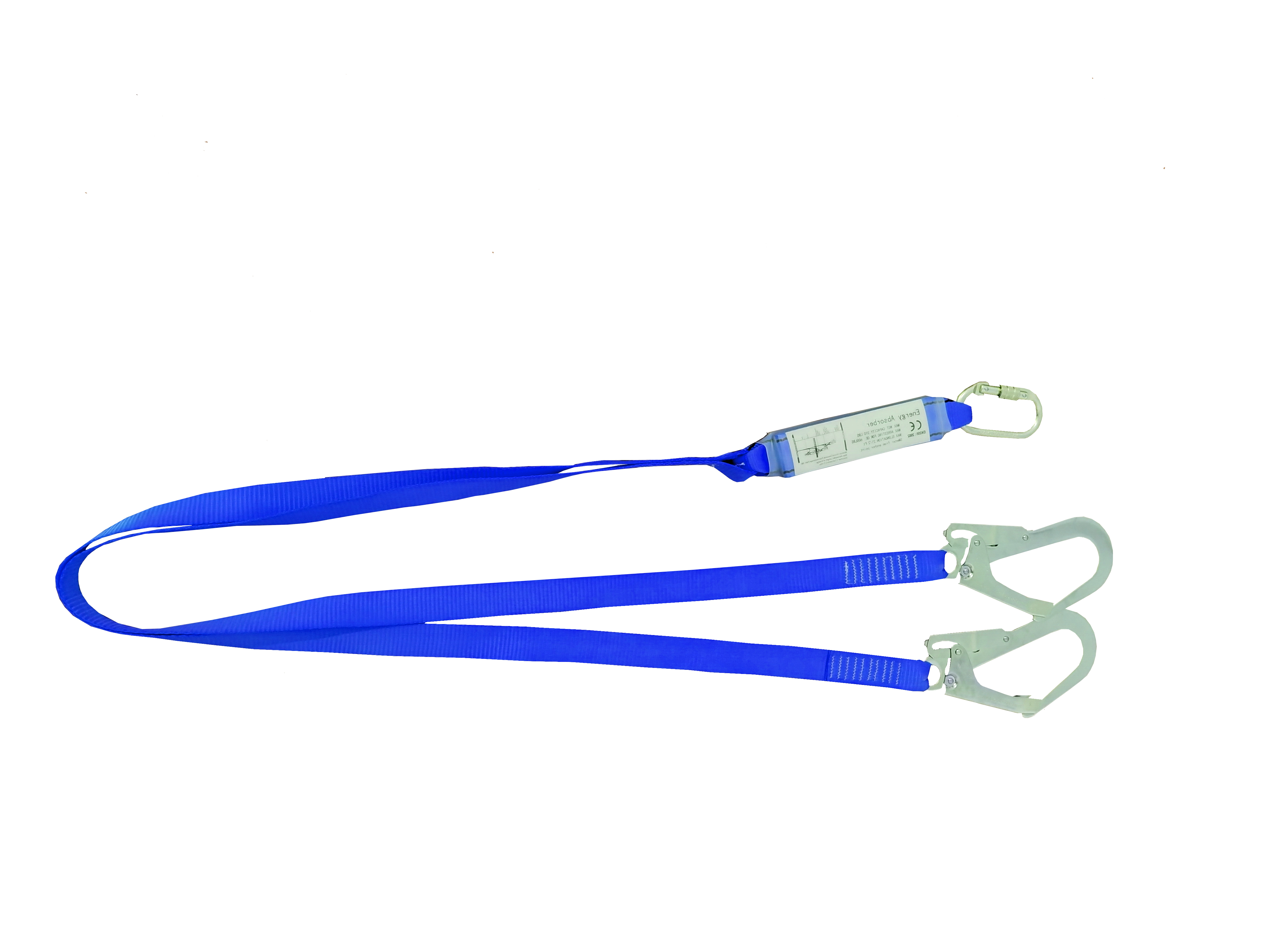 HC005 Shock absorbing lanyard for fall protection in yellow webbing belt with 2 hooks-product