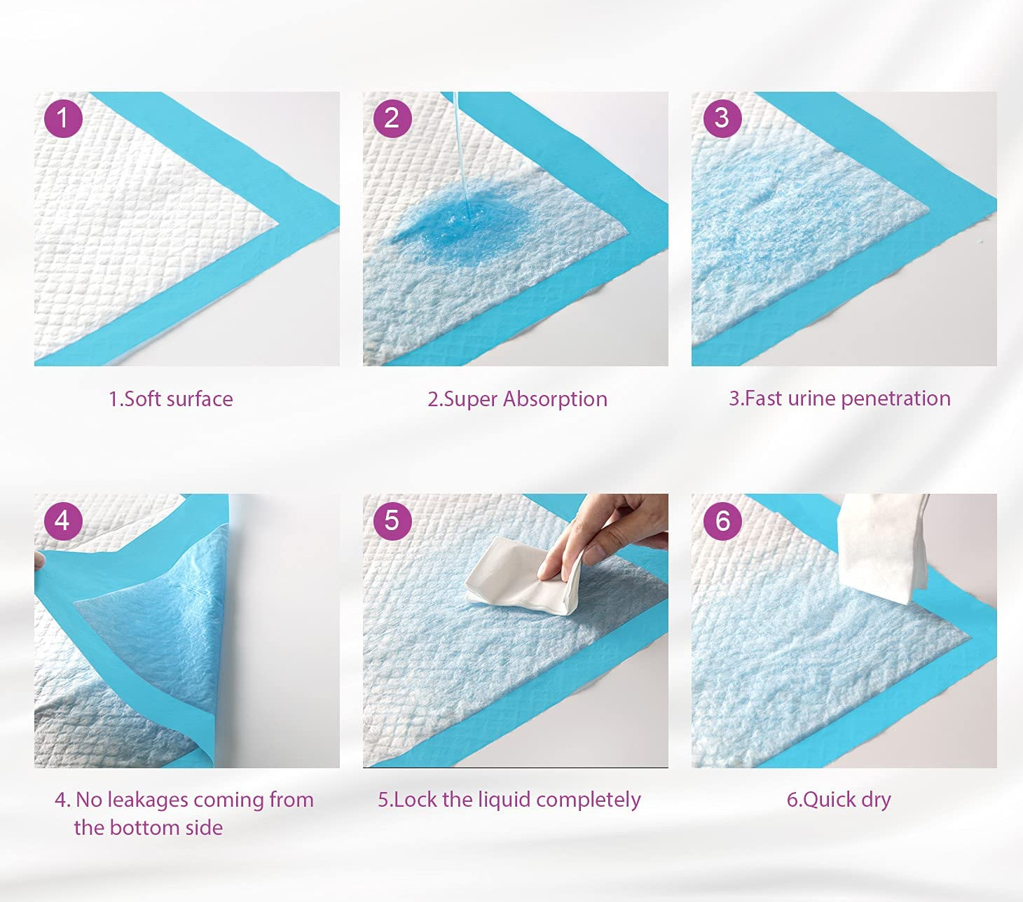 test de qualité pour les tapis jetables pour animaux de compagnie