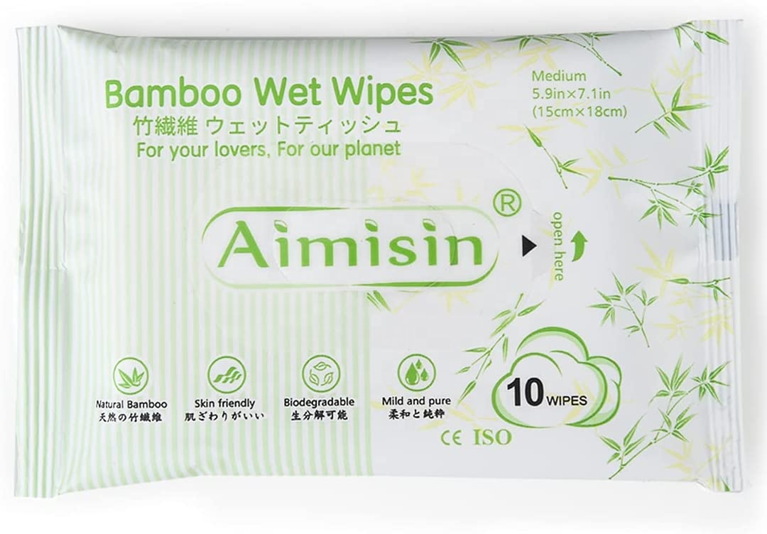 Sensitive skin friendly clean plant-based biodegradable 100% pure bamboo wet wipes