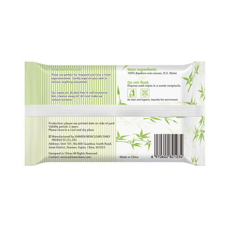 Organic Bamboo Fabrics 100% Biodegradable Purified Water Baby Wet Wipes