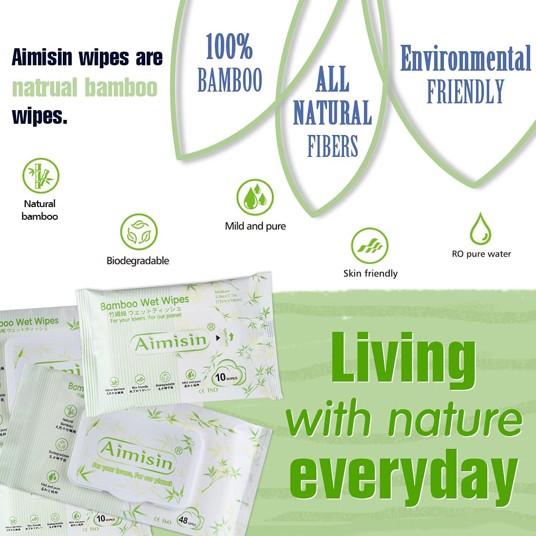 Biodegradable Organic 100% Bamboo Baby Wet Wipes For Sensitive Skin