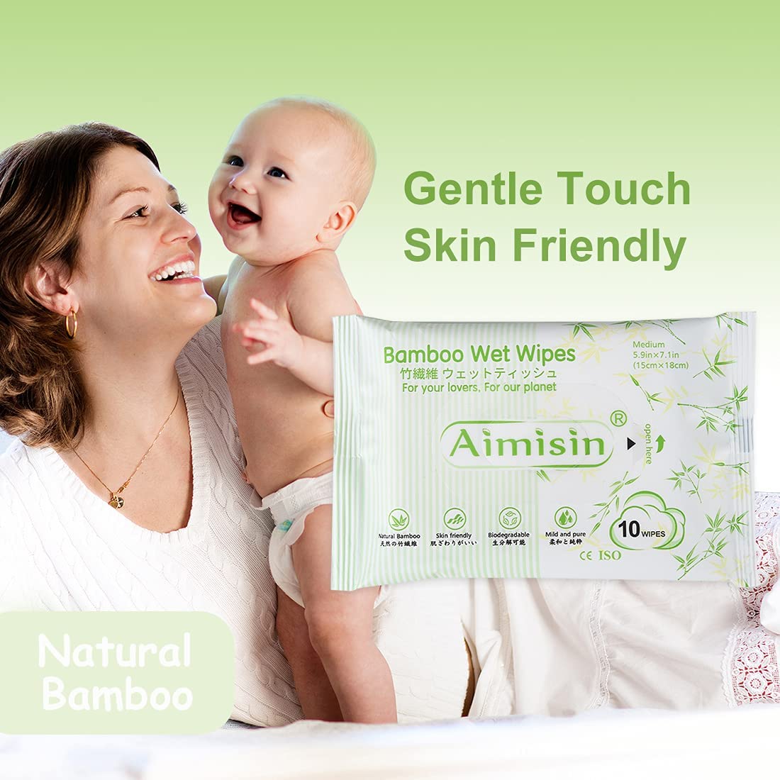 Biodegradable Organic 100% Bamboo Baby Wet Wipes For Sensitive Skin