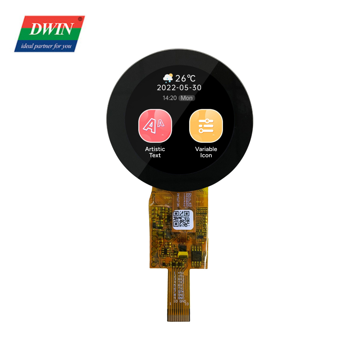 2.1 Inch 480x480 IPS TFT Circular Touch Panel LCD Display DMG48480F021_06W(COF Series)
