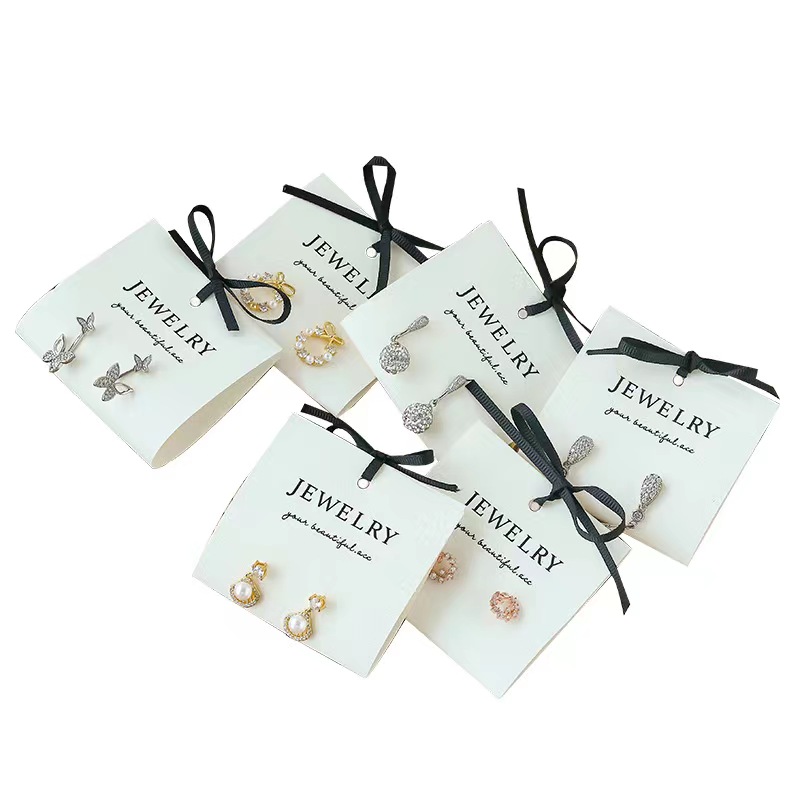 PV-002  Fashion ins style Black bow Cotton soft cloth jewelry packaging Cloth earrings necklace stud jewelry packaging card