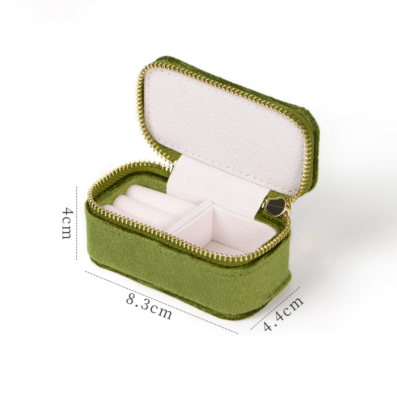PV-005  Luxurious and delicate  mini velvet ring storage box with zipper