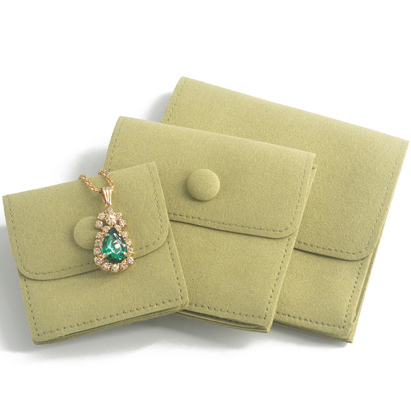 BS-01  Thickened Micro-Fiber Jewelry Bag with Button - Rings, Earrings, Necklaces