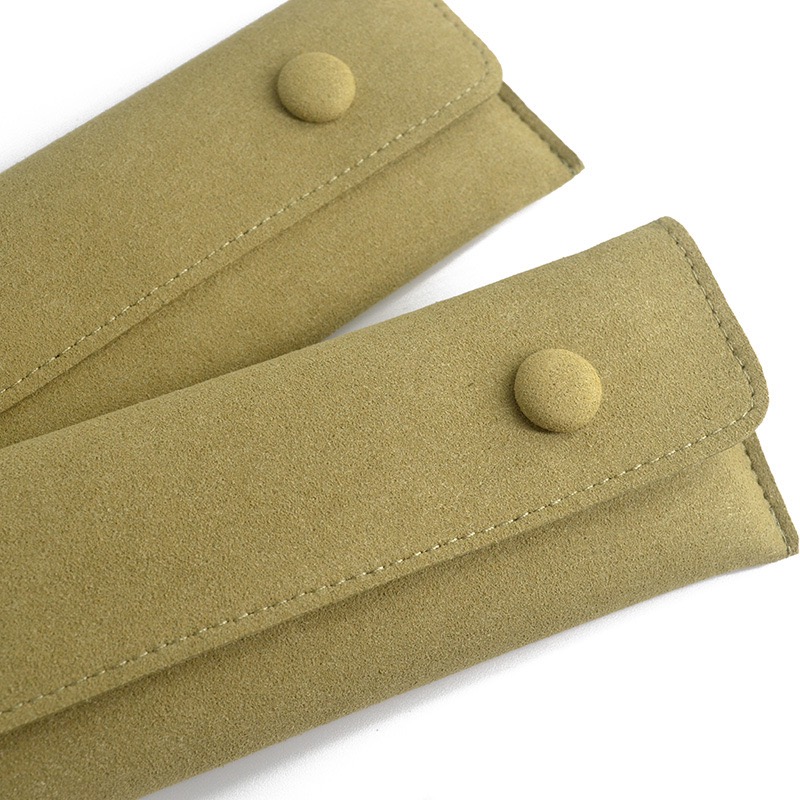 BS-02    Thickened Micro-Fiber Jewelry Bag with Button with insert for necklace ,bracelet