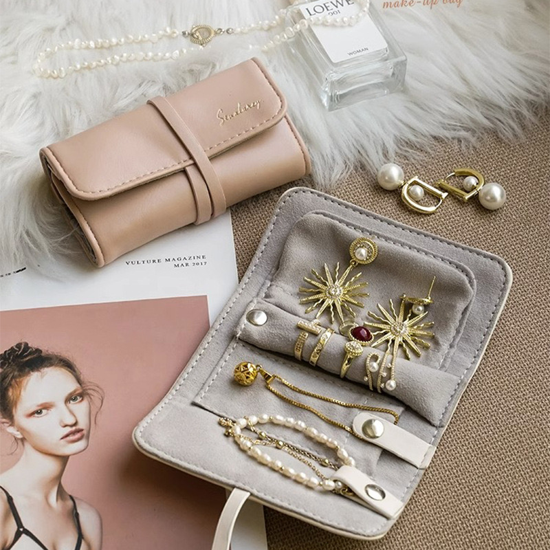 PB-01  PU leather Portable Jewelry Storage Pouch - Travel Compact Jewelry Storage Bag for Small Accessories