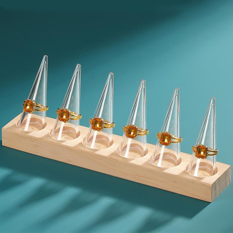 BM-002  Simple fashion solid wood and acrylic combined ring display stand