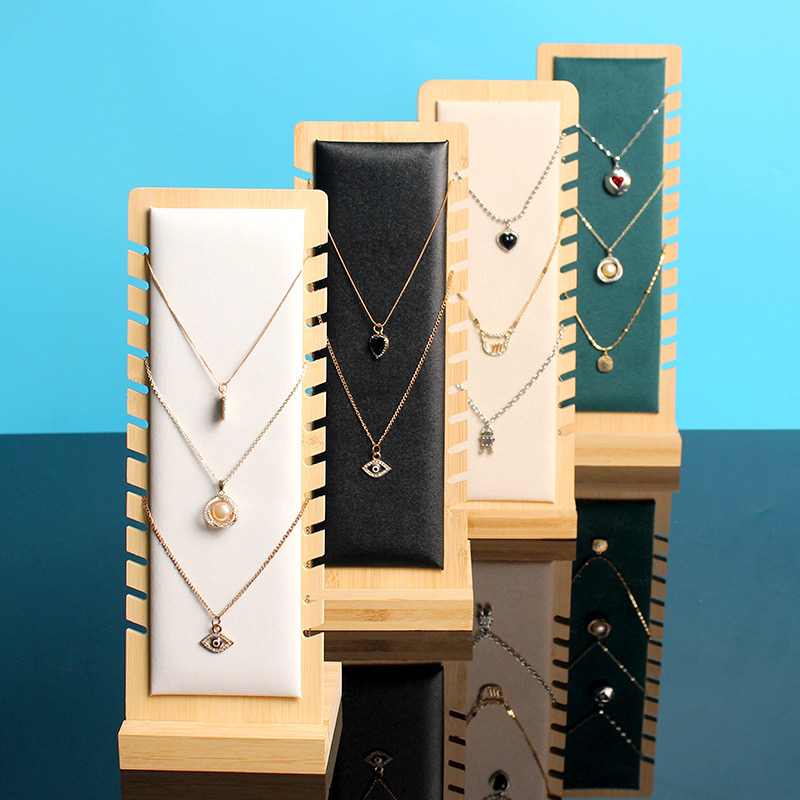BM-11 Simple fashion bamboo L-shaped necklace bracelet jewelry stand vertical linen jewelry display storage display