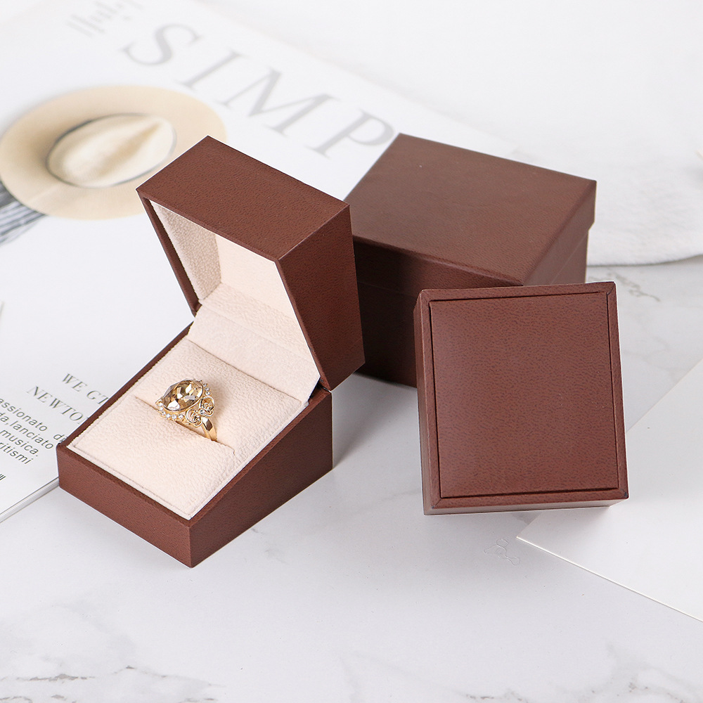 XY0034  Classic open touch paper brown jewelry box