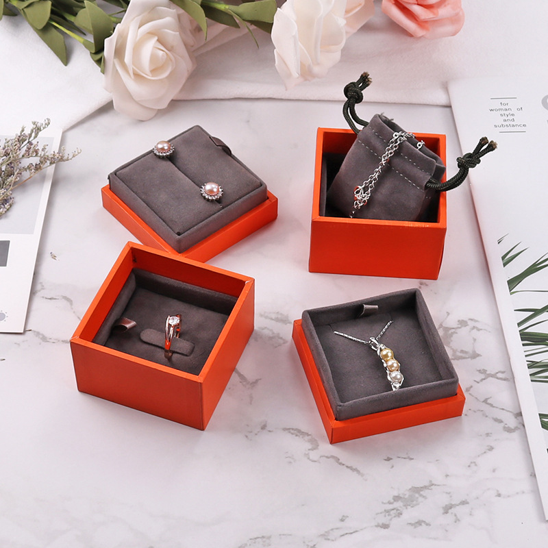 XY0009  Customizable   MDF covered with printing  paper over soft touch lamintation  jewelry package box