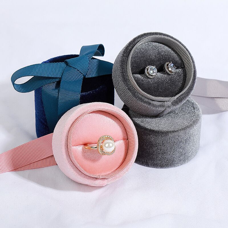 XY0155 Exquisite small cylinder flannelette ring box Earrings box necklace box