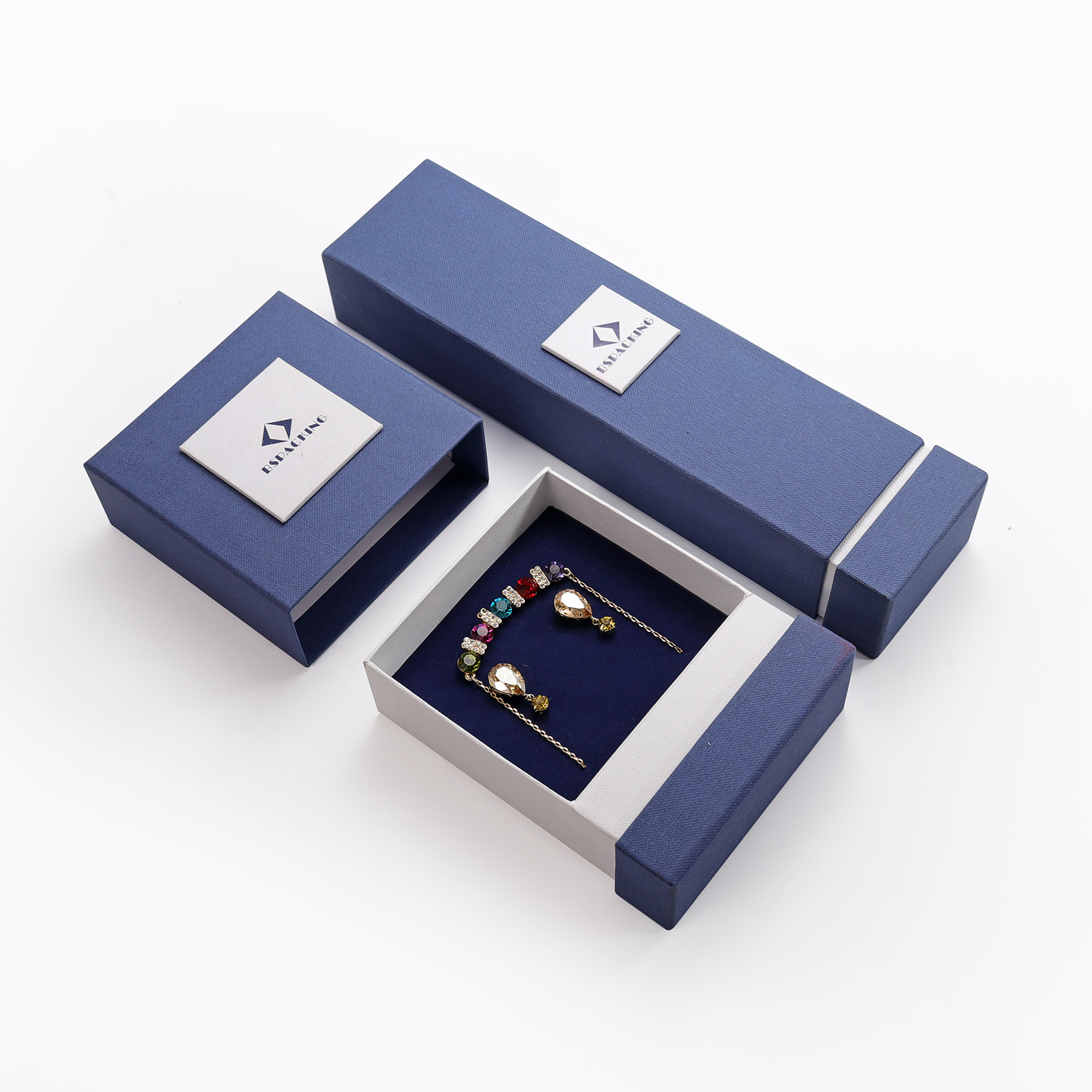 XY0069  High-End Blue Jewelry Drawer Box