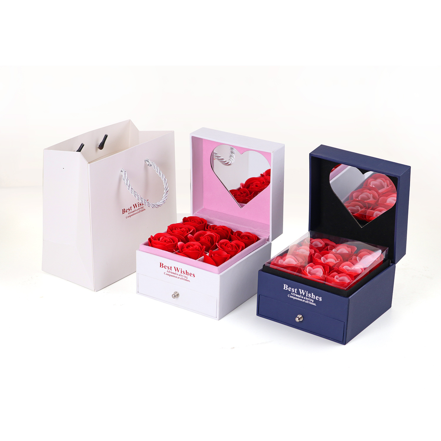 XY0012 Double layerJewelry storage box Valentine's Day gift box with  Eternal Flower