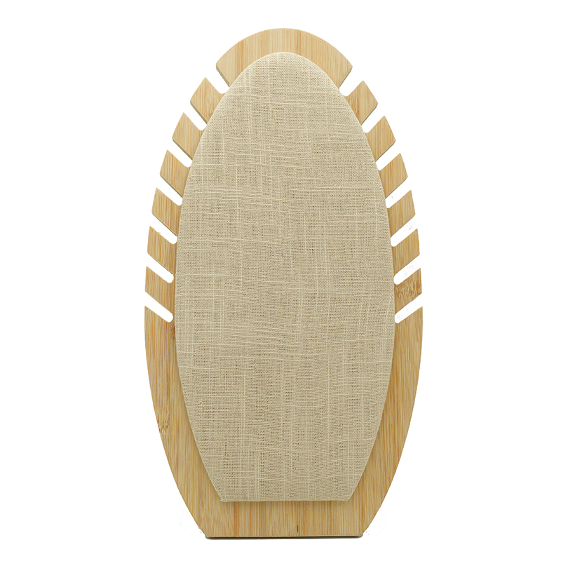 DTS-004  Eco-Friendly Beige Cotton Bamboo Wooden Jewelry Display, Necklace /Bracelet with flame shape